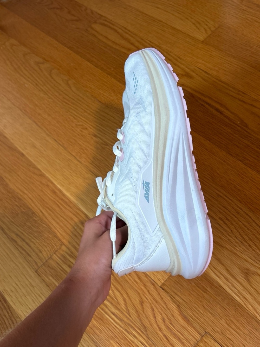 Avia Women's White Athletic Sneaker with Pink Outsole Trim Worn once